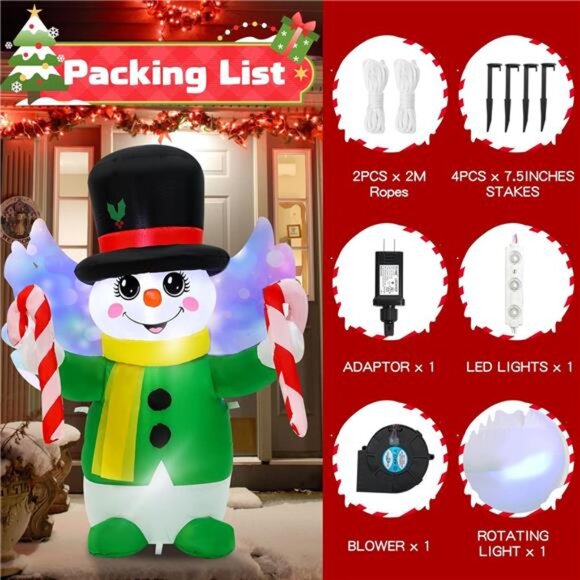 4 Ft Christmas Inflatables Snowman Angel Outdoor Decorations, Blow Up Yard - Picture 4 of 7